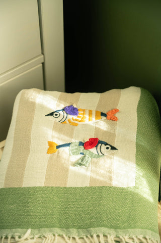 Olive & Loom Maris Hand-Stitched Throw: Blue Bay