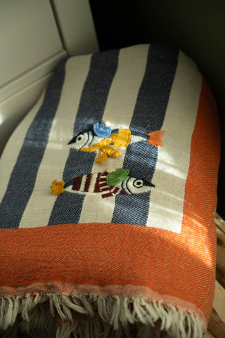 Olive & Loom Maris Hand-Stitched Throw: Blue Bay