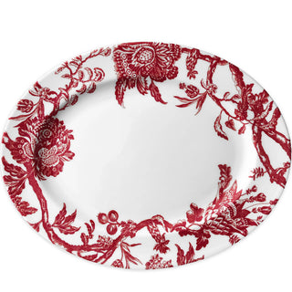 Caskata Arcadia Crimson White plate with red floral pattern on a white background