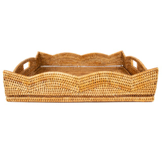 Artifacts Rattan™ Scallop Collection Square Tray: Honey Brown / 24"x24"