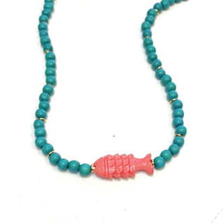 The Silver Wren Teal Hazel Fish Necklace: 16 inch