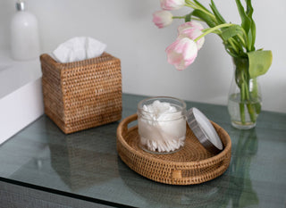 Artifacts Rattan™ Column Tissue Box Cover: Honey Brown