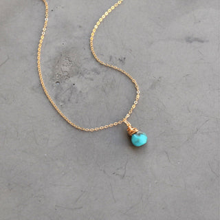 Enid Birthstone Necklace: March-Aqua / 16 inch / Gold