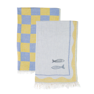Olive & Loom Sardine - Hand Stitched Kitchen Towel