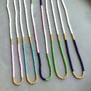 The Silver Wren Lithe No. 2 Beaded Necklace: Green & White / 16 inch