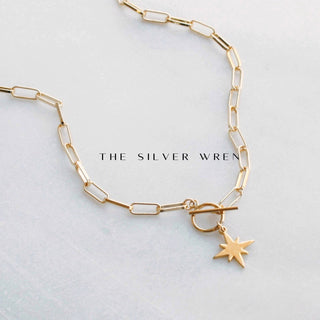 Toggle  necklace with North star 24k gold plated