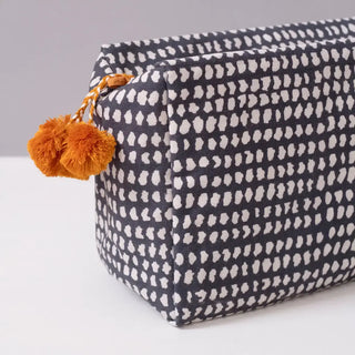 Navy Dot Block Printed Toiletry Bag