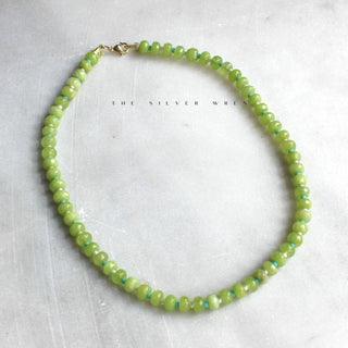 The Silver Wren Islands Stone Candy Beaded Necklace,  16 inch / Aqua