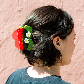 Jenny Lemons Large Strawberries and Flowers Hair Claw Clip