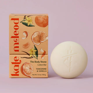 The Body Stone by Kate McLeod blends vibrant tangerine with soft, creamy vanilla for a scent that feels like morning warmth gathering on the skin. Bright and uplifting, it melts on contact to leave skin radiant and lightly scented.