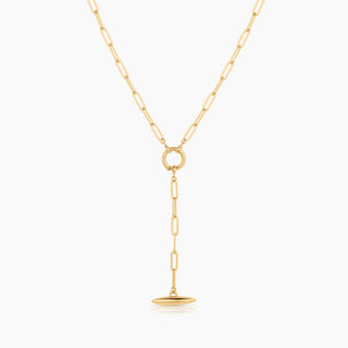 14k gold plated paperclip necklace with lariat by Thatch.