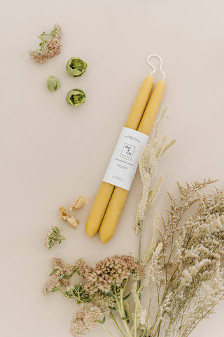 Natural Gold | Dipped Beeswax Taper Candles | All Natural: 10 Inches