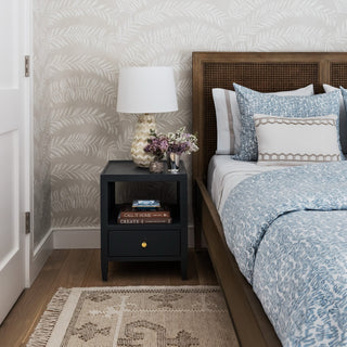 Made Goods Jarin Nightstand Dark Navy Faux Belgian Linen