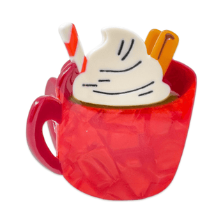 cuo of cocoa with a whipped topping, straw and cinnamon stick hair claw clip by Jenny Lemons.  Measures approximately 2.5" x 2.25" 