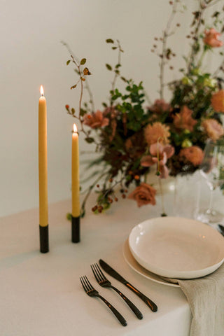 Natural Gold | Dipped Beeswax Taper Candles | All Natural: 10 Inches