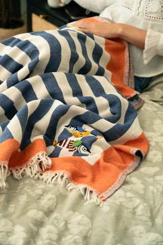 Olive & Loom Maris Hand-Stitched Throw: Blue Bay