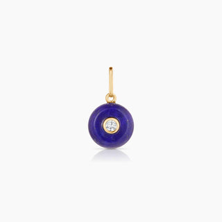 14k gold plated, hand carved lapis, cubic zirconia. Charm dimensions: 7mm x 4mm