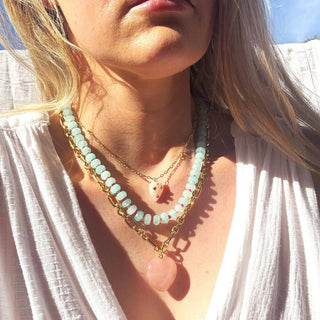 The Silver Wren Islands Stone Candy Beaded Necklace,  16 inch / Aqua