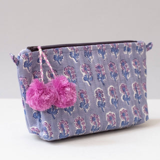 Graymarket Design Malin Periwinkle Block Printed Makeup Pouch