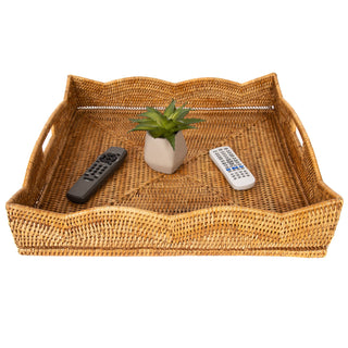 Artifacts Rattan™ Scallop Collection Square Tray: Honey Brown / 24"x24"
