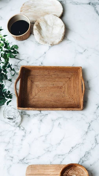 The Artisan and Company Rattan Rectangle Serving Tray- Small