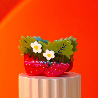 Jenny Lemons Large Strawberries and Flowers Hair Claw Clip