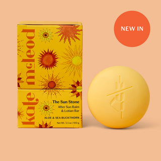The Sun Stone by Kate McLeod  is a waterless solid balm made entirely with nourishing plant-based ingredients—no synthetics, fillers, or dyes.