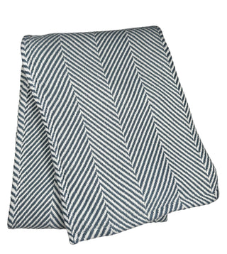 370 - Nantucket Herringbone Throw: Sand/White / Hand Knotted Fringe