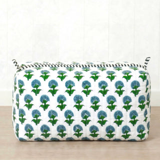 Amelia Rose Hydrangea Cosmetic Pouches-Green: Set of 3-S/M/L