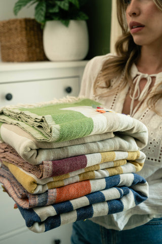 Olive & Loom Maris Hand-Stitched Throw: Blue Bay