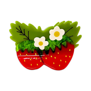 Strawberry and flower hair claw clip by Jenny Lemons. This claw measures 4" x 2.75
