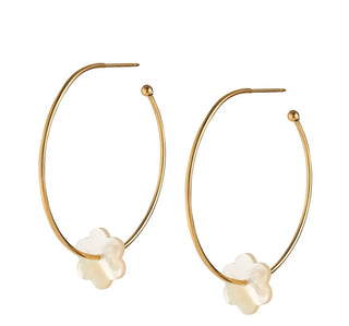 Gold dipped hoop with flower charm by Asha