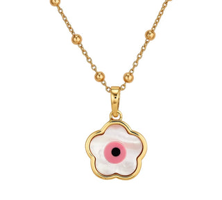 Asha MOP Flower Pink Evil Eye Charm
