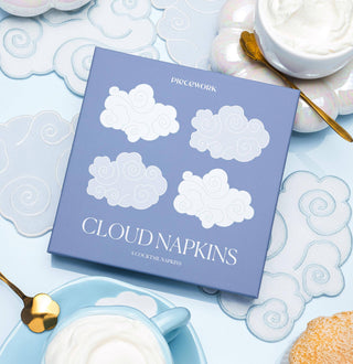 Set of 4 linen cloud shaped cocktail napkins by Piecework. 
