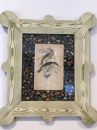 Framed Original 19th C Two Bird Print 14”x16”