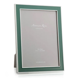 Green Enamel with silver trim 4x6 picture frame by Addison Ross.