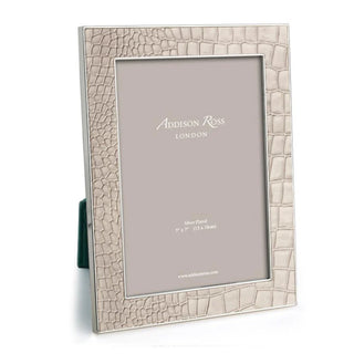Off white faux croc and silver trim 5x7 picture frame by Addison Ross.