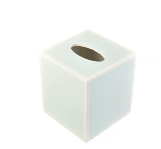 Lacquer finish tissue box cover by Pacific Connections. 
Tissue Box - 5.25"x5.25"x5.75"H
