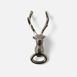 Deer head bottle opener by Blue Pheasant in antique brass.