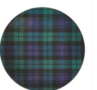 Black watch tartan lacquered placemats by Addison Ross. Set of 4 placemats. 