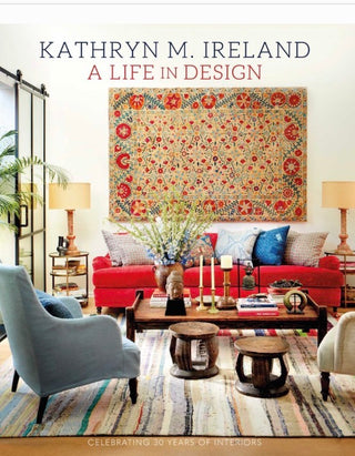 Kathryn M Ireland A life in Design.
Organized by location, the book takes an overview of the interiors Kathryn has designed over the past 30 years, including her own homes in Los Angeles, London, and the south of France. She shares her story of a life in design, from the early days in LA, where she started her career by decorating a home for Steve Martin, to designing houses all over the world, from California to the Cotswolds.