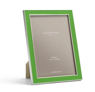 Leaf green enamel with silver trim frame by Addison Ross. Size 5x7.