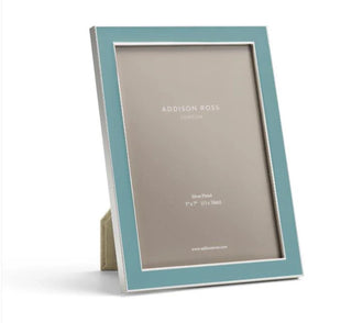 Chambray enamel with silver trim frame by Addison Ross. Size 4x6.