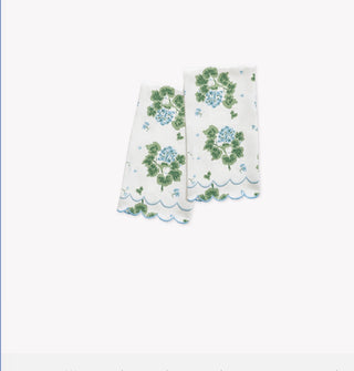 Geranium print linen hand towel by Matouk.