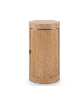 Oak side cabinet with pivot door by  Villa & House. dimensions: 14w x 14dx 26h