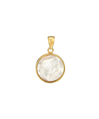 3’4” diameter gold dipped charm, mother of pearl heart cameo by Asha. 