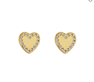 Asha 14k gold dipped Cora heart stud w/ cz border

8mm 