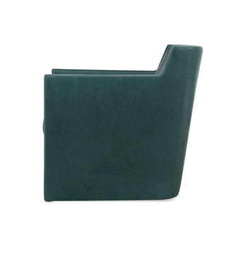 Leather swivel chair. View from the side. 