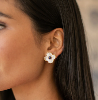 Angelina stud earrings with lapis center