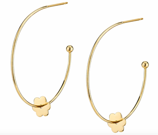 Gold dipped flower hooped earring by Asha.
1.5" diameter.